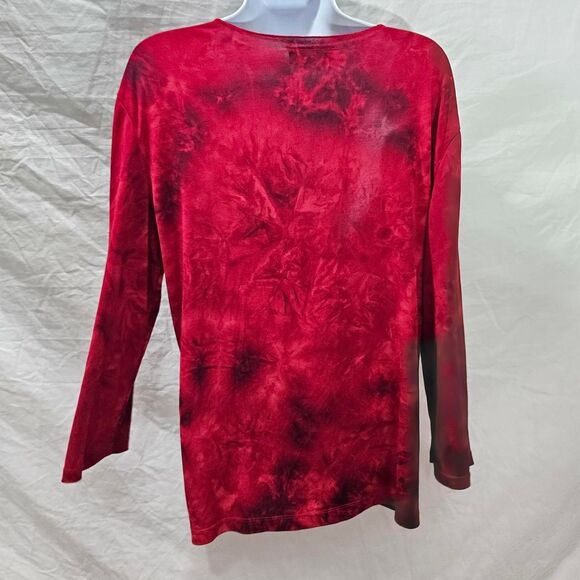 Vintage  y2k red tie dye goth whimsigoth v neck 3/4 sleeve top - Picture 2 of 4